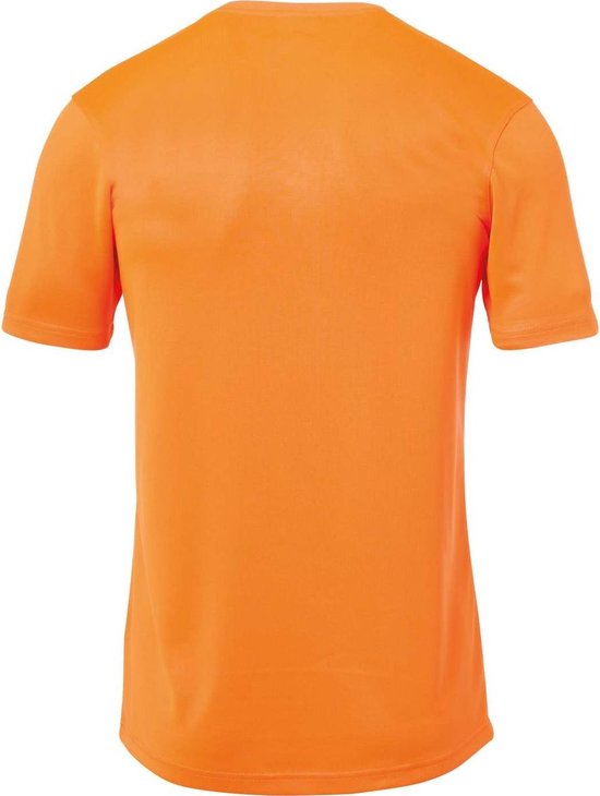 Oranje sportshirt van Uhlsport, achterkant.