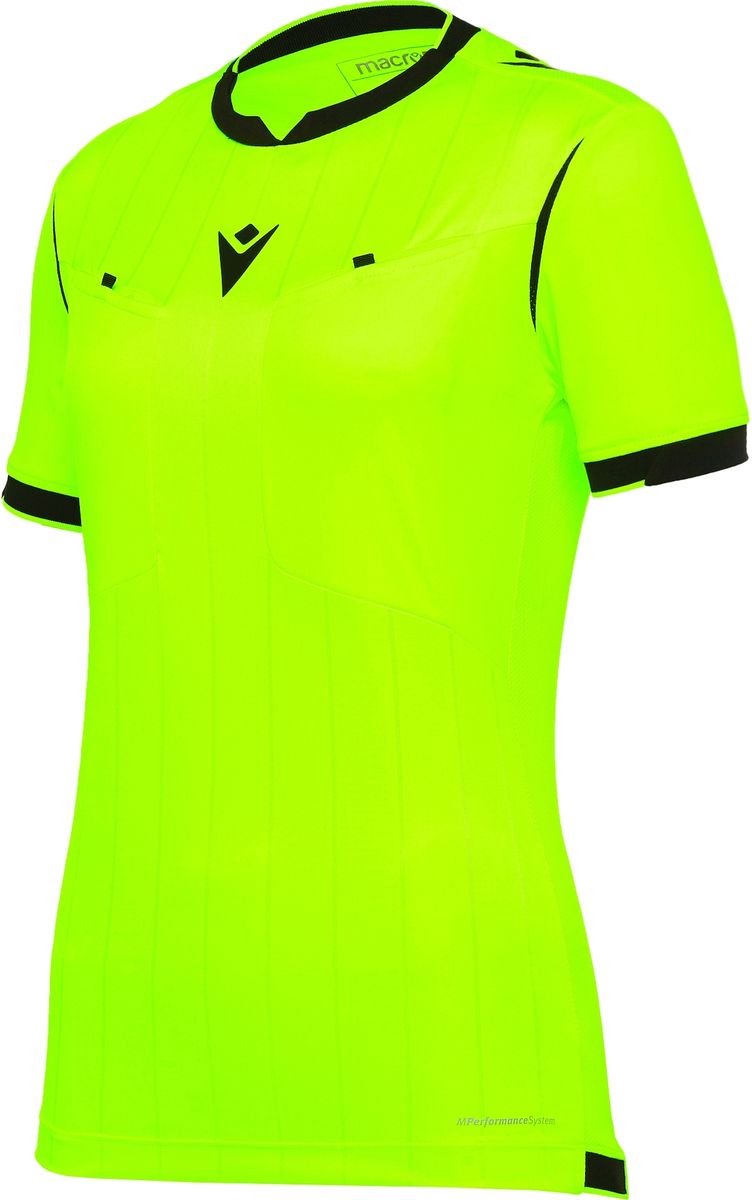 Macron Stephanie Scheidsrechtersshirt Korte Mouw Dames - Fluogeel / Zwart | Maat: S