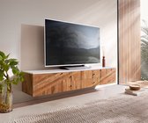 TV-meubel Bahan mango teak 175 cm 2 Deuren 2 Laden marmer top wit