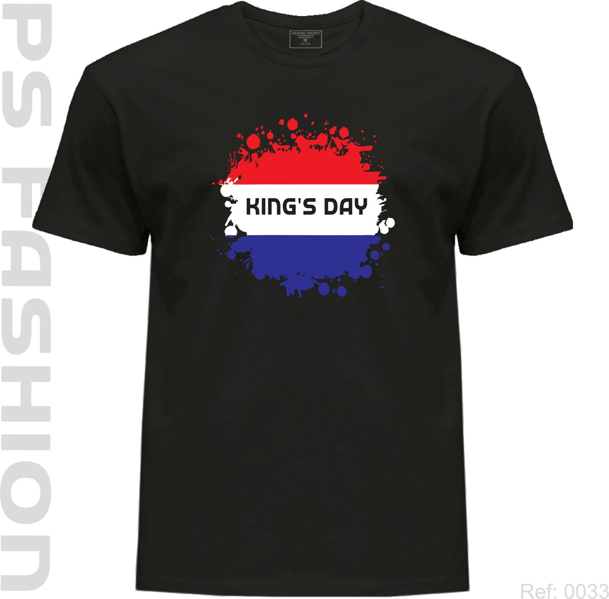 T-shirt Kingsday Flag | King's Day clothing | Black T-shirt | Black | High Quality