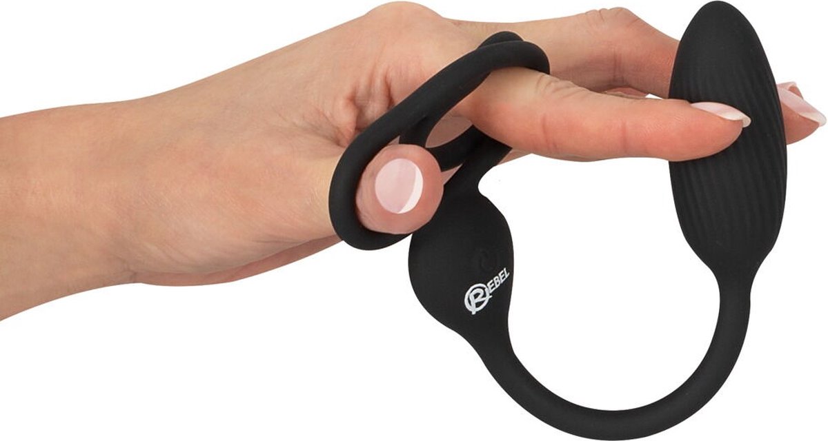 Goedkoopste Cock en Ballring met RC Buttplug Zwart