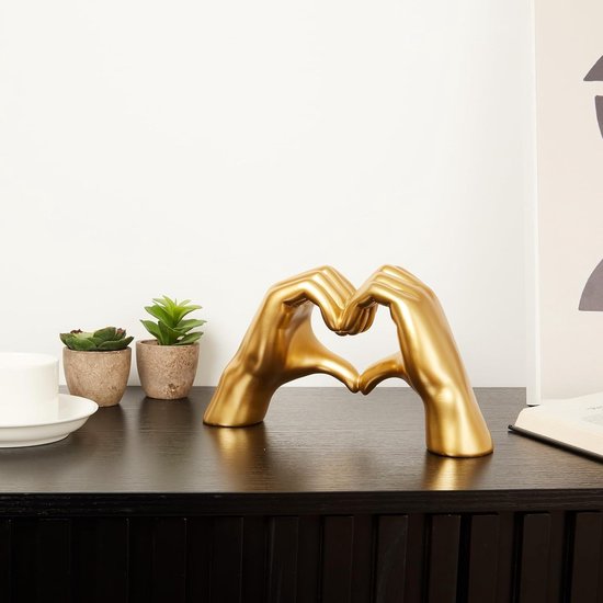 Statue de main en forme de cœur doré, Décoration de geste, sculpture de doigt pour Décoration de mariage, Decor de Home , petit ornement sur table basse, bureau, chambre à coucher ( Goud)