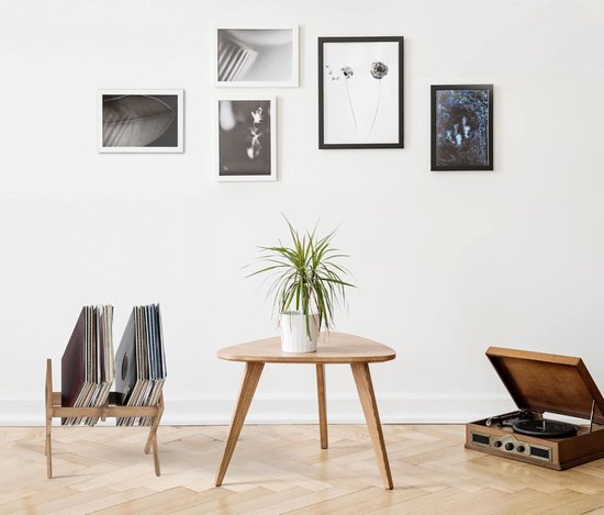 KAIU Platenstandaard van massief hout met kristalhelder acryl, voor