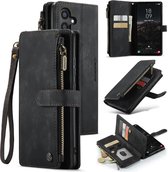 CaseMe - Hoesje geschikt voor Samsung Galaxy S24 - Vintage Wallet Book Case Ritssluiting - Met Magneetsluiting - Zwart