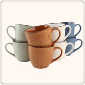 Tasses à café OTIX - avec oreille - Set de 8 - Différentes couleurs - Faïence - 250 ml - BRUYÉ