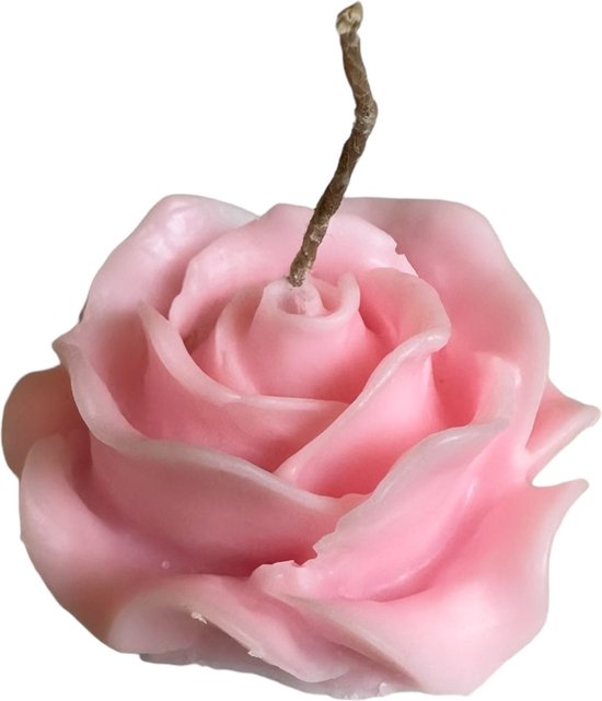 Roos kaars - Roze - Mijn Pronkstuk - Bloem - Roos - Kaars - Figuur kaars - Cadeau - Geschenk - Decoratie - Handgemaakt - Kaarsen - Candle