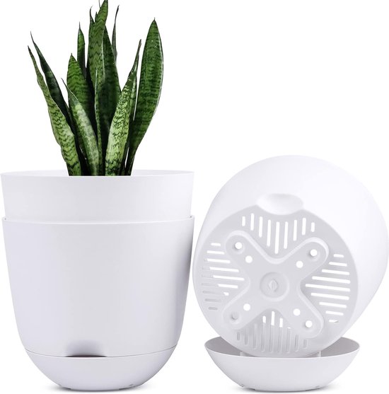 Lot De 2 Grands Pots De Fleurs En Plastique Blanc De 30,5 Cm 30,5 Cm