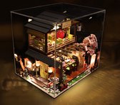 3D Japanse Sushi Restaurant met Led-verlichting Puzzel voor Volwassenen, Houten Modelbouwset, Cadeau voor Verjaardag Kerstmis