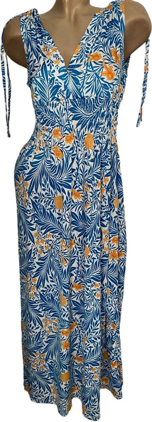 Robe d'été longue femme 73# L/XL (44) bleu/orange/blanc