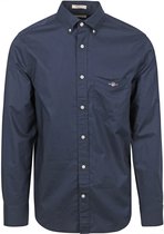 Gant - Casual Overhemd Poplin Navy - Heren - Maat L - Regular-fit