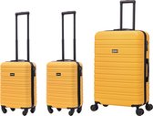 BlockTravel kofferset 3 delig ABS ruimbagage en handbagage 29 29 en 95 liter - inbouw TSA slot - geel