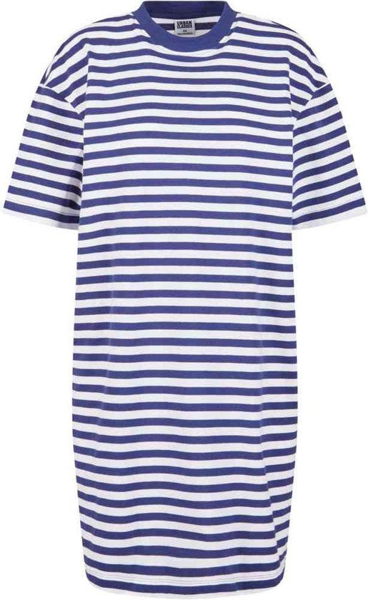 Urban Classics - Oversized Striped Tee Korte jurk - M - Wit/Blauw