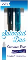 Ooly - Splendid Duo Fountain Pens: Black & Blue Inks - Set of 2 Pens & 4 Cartridges