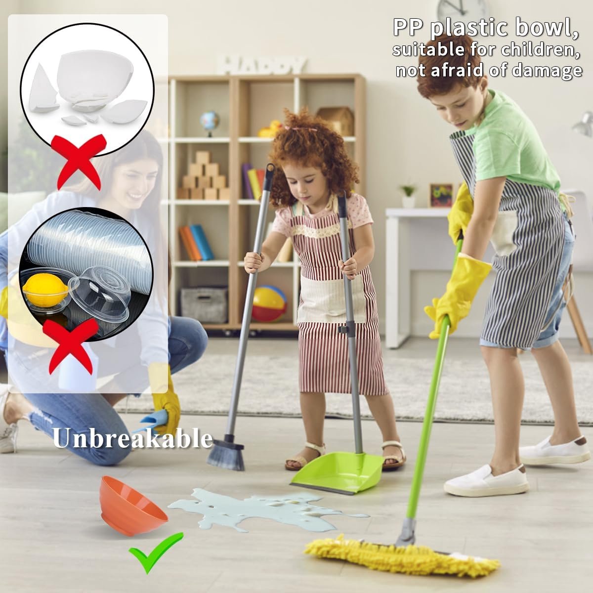 8 stuks plastic kommen, 760 ml herbruikbare mueslikommen, onbreekbare slakommen voor kinderen en volwassenen voor popcorn, soep, muesli, ramen, salade, diner