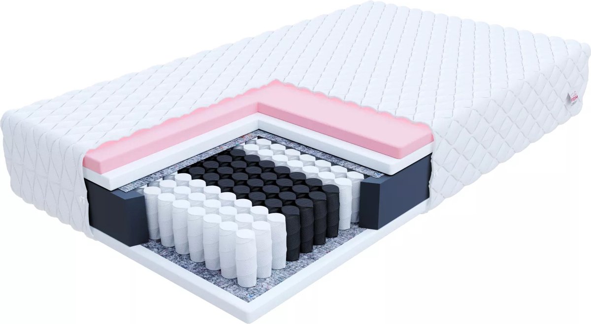 FDM® MEMORY MAX Matras 120x200 cm - Pocketvering Matrassen Tweepersoons - Hoogte 24 cm H2 en H3 - Dubbelzijdig - 7 zones - Afritsbaar hoes wasbaar - Antiallergisch en Ademende - Öko-Tex gecertificeerd