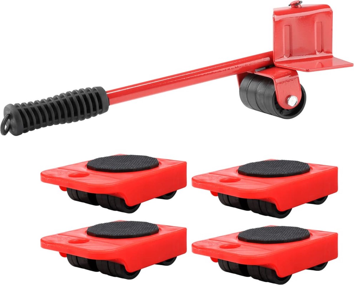 Hi Meubeltransportwielen set - met meubelheffer - Rood op Prijzenvolger.com