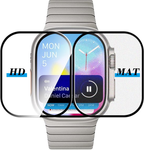 HD en Mat schermprotectors op een Apple Watch Ultra.