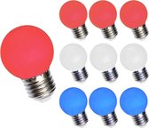 Spectrum - Voordeelpak van 10x LED Lamp G45 lamp Rood Wit Blauw - 1W