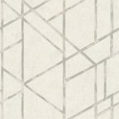 Papier peint graphique Profhome 369285-GU papier peint intissé légèrement texturé avec motif graphique blanc argenté brillant 5,33 m2