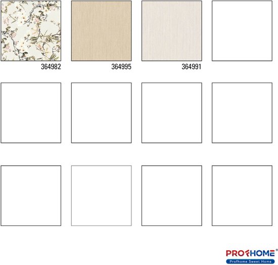 Papier peint Fleurs Profhome 364982-GU papier peint intissé légèrement texturé avec motif floral mat beige vert gris rose 5,33 m2