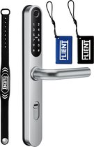 Flient® Smart Lock Versa - Slimme Deurslot - Deurklink met Vingerafdruk - Met APP & WiFi - BlueTooth - Kantoor Slot - Zilver/RVS - Anti inbraak - TT lockApp