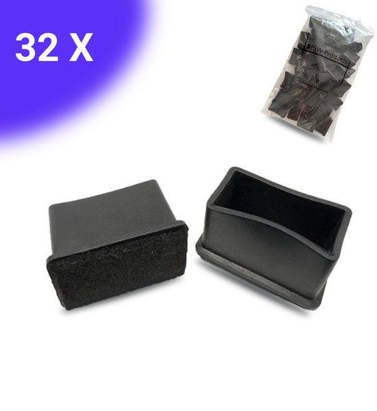 Antrader Rechthoekige Meubels Rubber Voeten Pads Tafelstoel Been Voet End Caps Covers Beschermers Zwart, Pack van 12 (15x30mm