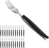 Vorken 24-delig, vorkenset van 19,5 cm, roestvrijstalen tafelvorken met zwart handvat, hoogglans gepolijst en vaatwasmachinebestendig, dinervorken geschikt voor huishoudens/restaurants/buitenfeesten