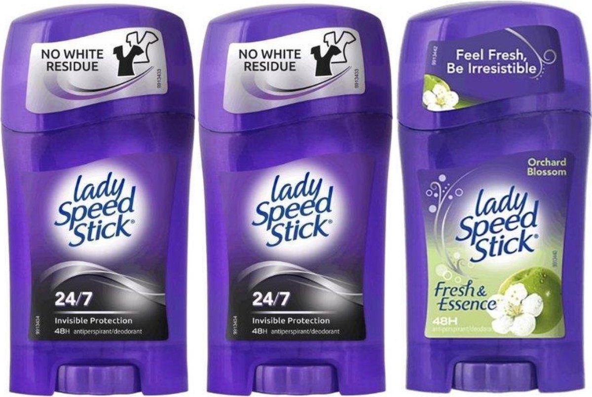 Goedkoopste Lady Speed Stick Invisible Protection & Orchard Blossom Deodorant Bundel - 3x45g - Subtiele Frisse Geuren Zonder Irritaties - Deodorant Vrouw