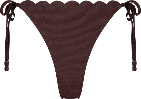 Hunkemöller Bas de Bikini Cheeky Tanga Scallop Lurex Marron L