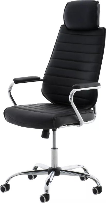 In And OutdoorMatch Luxe bureaustoel Durward - Zwart - Op wieltjes - Kunstleer - Ergonomische office chair - In hoogte verstelbaar - Voor volwassenen