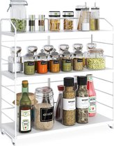 Étagère à épices réglable à 3 niveaux, étagère à condiments de cuisine pour bouteilles de pots, organisateur d'épices polyvalent, rangement de salle de bain, Wit
