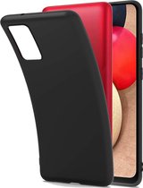 Soft Back Cover Hoesje Geschikt voor: Samsung Galaxy A02S TPU Silicone rubberen + 1x Tempered screenprotector - zwart