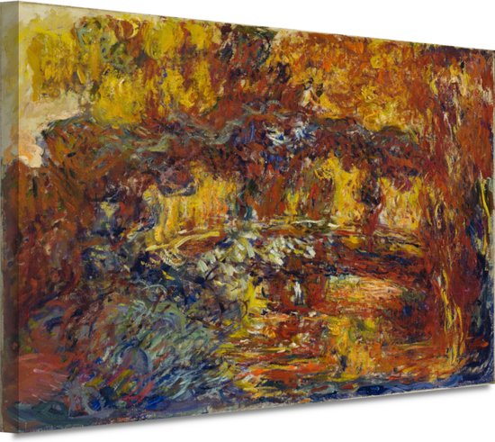 De Japanse voetgangersbrug - Claude Monet wanddecoratie - Brug schilderij - Muurdecoratie Landschap - Wanddecoratie klassiek - Canvas - Schilderijen & posters 70x50 cm