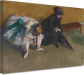 Wachten - Edgar Degas schilderijen - Ballerina wanddecoratie - Canvas schilderijen Dans - Wanddecoratie modern - Muurdecoratie canvas - Decoratie woonkamer 90x60 cm