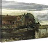 Watermolen bij Gennep - Vincent van Gogh wanddecoratie - Watermolen schilderij - Schilderij op canvas Gebouwen - Muurdecoratie industrieel - Canvas schilderij woonkamer - Decoratie woonkamer 150x100 cm