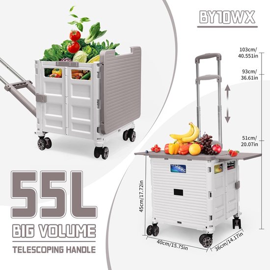 EDA 010495 Trolley op wielen MOBILO,60 x 22 x 79 cm, Wit