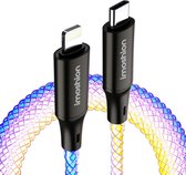 iMoshion Convient pour Câble Lightning vers USB C - 2 mètres - Chargeur rapide - Câble de charge adapté pour iPhone 11/12/13/14 - Aluminium - Multicolore
