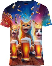 Bier festival met katten T-shirt Maat XL - Crew neck - Festival shirt - Superfout - Fout T-shirt - Feestkleding - Festival outfit - Foute kleding - Kattenshirt