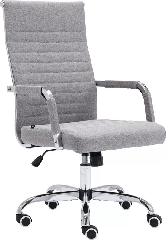 In And OutdoorMatch Bureaustoel Bernice - vergaderstoel - Light Grey - stof - ergonomisch - in hoogte verstelbaar - 46x49x106cm