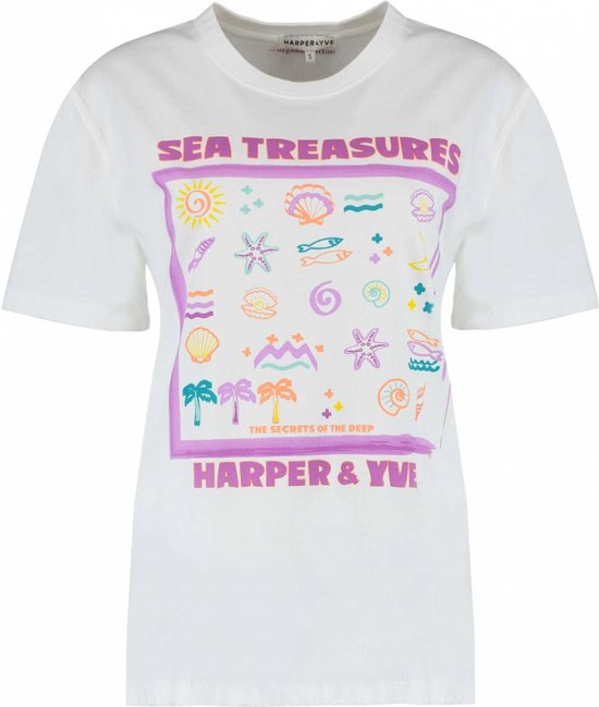 Harper & Yve T-shirt Seastreasures Ss Hs24d313 100 Cream White Dames Maat - XS