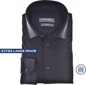 Ledub slim fit overhemd - mouwlengte 72 cm - jersey - donkerblauw - Strijkvriendelijk - Boordmaat: 42