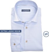 Ledub modern fit overhemd - mouwlengte 72 cm - popeline - lichtblauw - Strijkvriendelijk - Boordmaat: 47