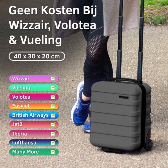 CabinMax Handbagage Trolley 24L – 40x30x20 cm – Wizz Air / Ryanair – Lichtgewicht Reiskoffer – Onderstoel Formaat – Graphite