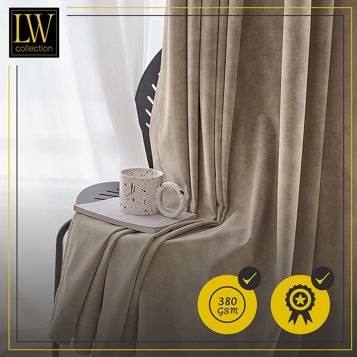 LW Collection Gordijnen met Ringen Gebroken Wit Velvet kant-en-klaar 140x270cm - Kant-en-klare gordijnen met ringen velours - Fluwelen gordijnen - Verduisterende gordijnen - Verduisterend