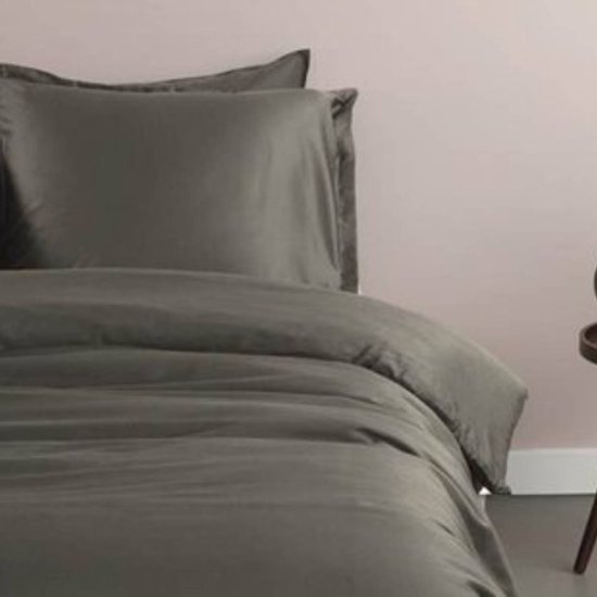 Ambiante Satin Uni dekbedovertrek - Lits-Jumeaux - 240x200/220 cm - Donker Grijs van Ambiante — afbeelding 4