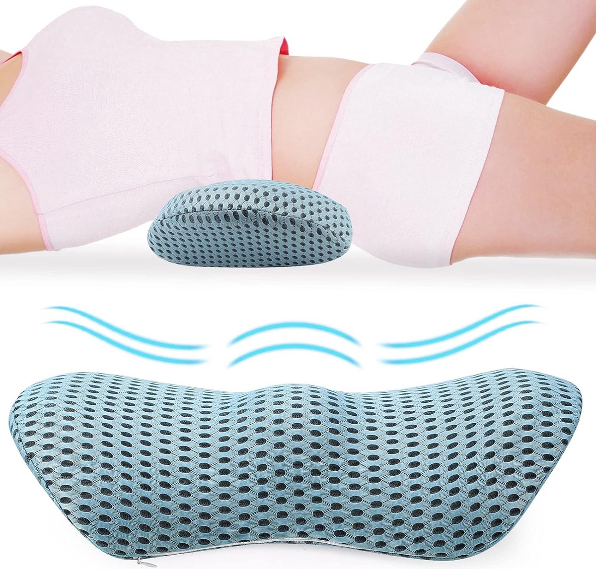 Lumbaal Kussen met Orthopedische Ondersteuning en Massagefunctie - Lendenwervelsteunkussen - Rugsteunkussen - Voor Rugpijn Verlichting - Verstelbaar en Comfortabel - Volwassenen - EVA Vulling