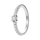 Lucardi Dames Zilveren ring met zirkonia stenen - Ring - 925 Zilver - Zilverkleurig - 18.50 / 58 mm