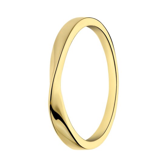 Lucardi Dames Zilveren goldplated ring twist - Ring - 925 Zilver - Goudkleurig - 18.50 / 58 mm