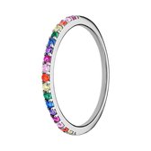 Lucardi Dames Zilveren ring multi zirkonia - Ring - 925 Zilver - Zilverkleurig - 17 / 53 mm