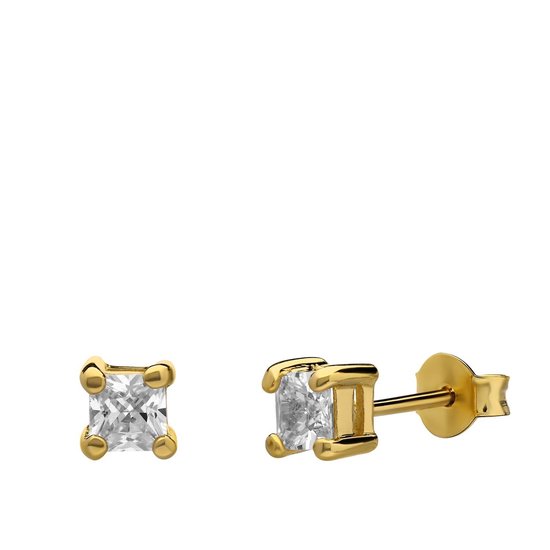 Lucardi - Boucles d'oreilles Kinder en argent plaqué or avec zircone blanche - Boucles d'oreilles - Argent 925 - Doré